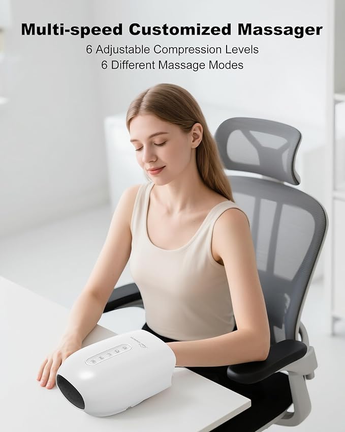 Snailax Hand Massager with Heat and Compression Hand Massager for Arthritis and Carpal Tunnel Relief Rechargeable Finger Wrist Massager for Pain Relief