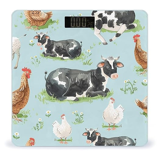 Digital Bathroom Scale for Body Weight Scale with Bright LCD Display High Accuracy Step-On Technology Auto On/Off Light Blue Animal Digital Scales 400 Lbs /180kg