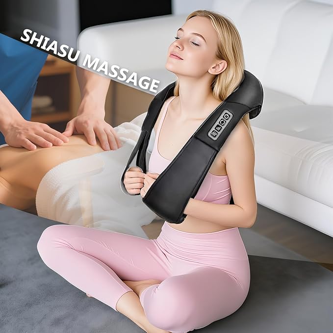 Shiatsu Back and Neck Massager with Heat Back Massager for Pain Relief deep Tissue Electric 3D Kneading Massage Pillow for Shoulder Leg Body Muscle Best Gifts for Women Men