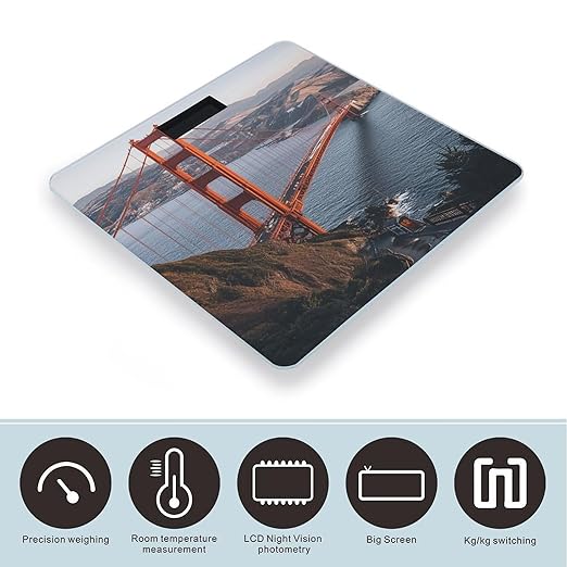 San Francisco Golden Gate Bridge Smart Scale for Body Weight Accurate Bathroom Scale with LED Display Digital Weight Scales Weighing Machine High Precision Scales for Bath Home
