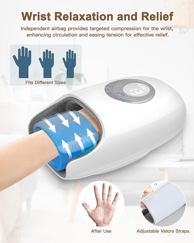 Hand Massager with Heat and Compression : Hand and Wrist Massage with Targeted Palm Roller – Soothing Relief for Stiffness &amp Fatigue – Ideal for Daily Relaxation