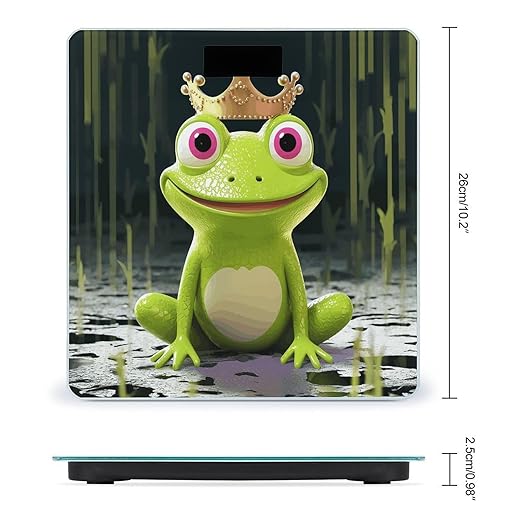 Crown Frog Bathroom Scale Large LCD Backlight Display Digital Scale Rounded Corners Body Scales Automatic Power On/Off Bathroom Scales for Home Bedrooms