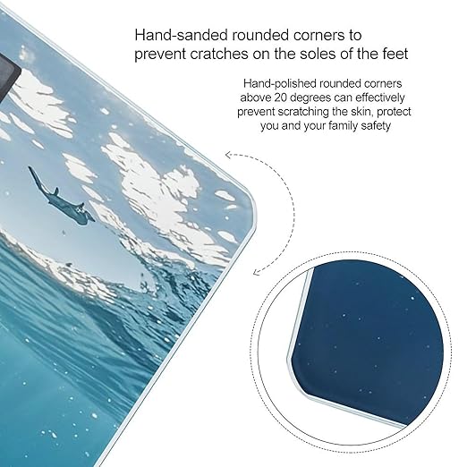 Ocean Sea Animal Shark Scale for Body Weight Accurate Digital Bathroom Scale Toughened Glass High Precision Scales Smart Weight Scales with Large LCD Backlight Display Weighing Machine