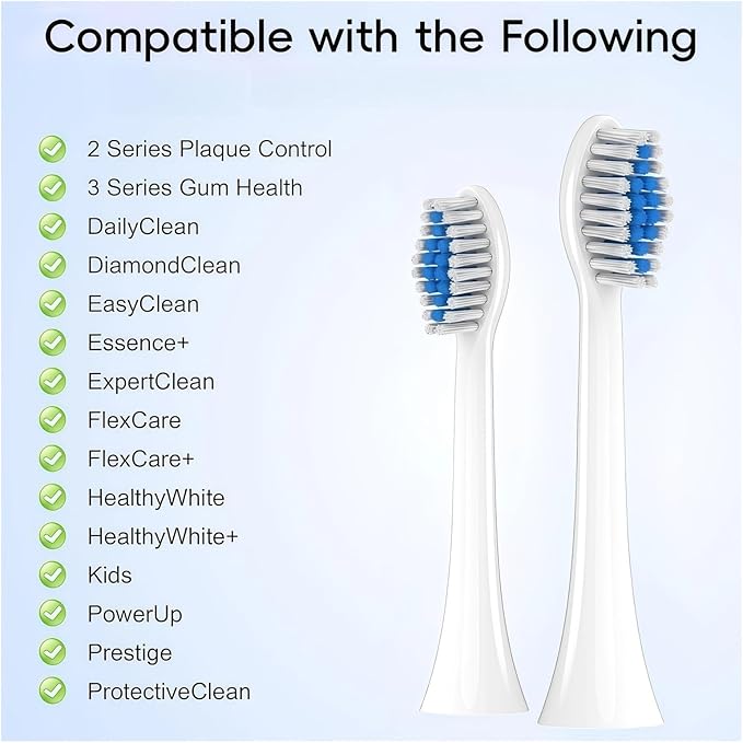 Replacement Brush Heads Soft Brush Heads Compatible with Philips 1100 2100 Electric Toothbrush Replacement Toothbrushes Head Refill(White-12 Pcs)