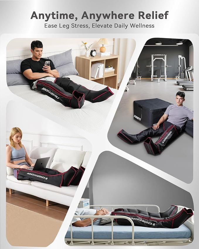 KingPavonini Leg Compression Massager for Circulation Professional Air Compression Boots Sequential Full Leg Massager for Circulation and Pain Relief FSA Recovery Boots for Athletes Men Women