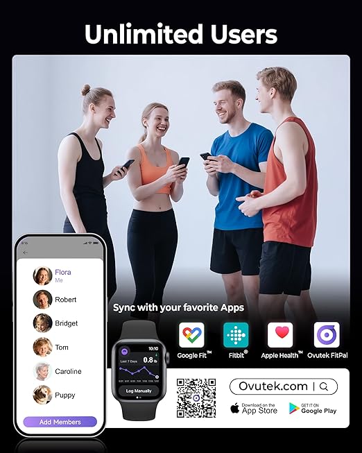 Ovutek Professional Smart Scale for Body Weight BMI Body Fat Muscle Mass Highly Accurate Body Composition Weighing Machine Bathroom Digital Scale Large Display Sync with Fitness App 450lb