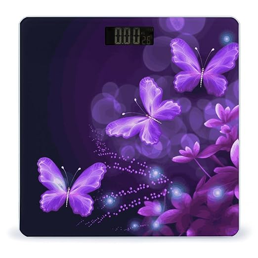Lovely Purple Scale for Body Weight Accurate Digital Bathroom Scale Toughened Glass High Precision Scales Smart Weight Scales with Large LCD Backlight Display Weighing Machine