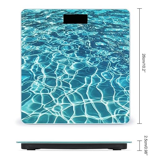 Blue Aqua Pool Water Scale for Body Weight Highly Accurate Digital Bathroom Body Scale Digital Bathroom Scales for People Anti-Slip Large LCD Display Smart Scales