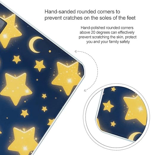 Star - Moon Print Weight Scale Large Digital Bathroom Scales with Bright LED Display Non Slip Digital Scale and Step On Fashion Weighing Machine for Body