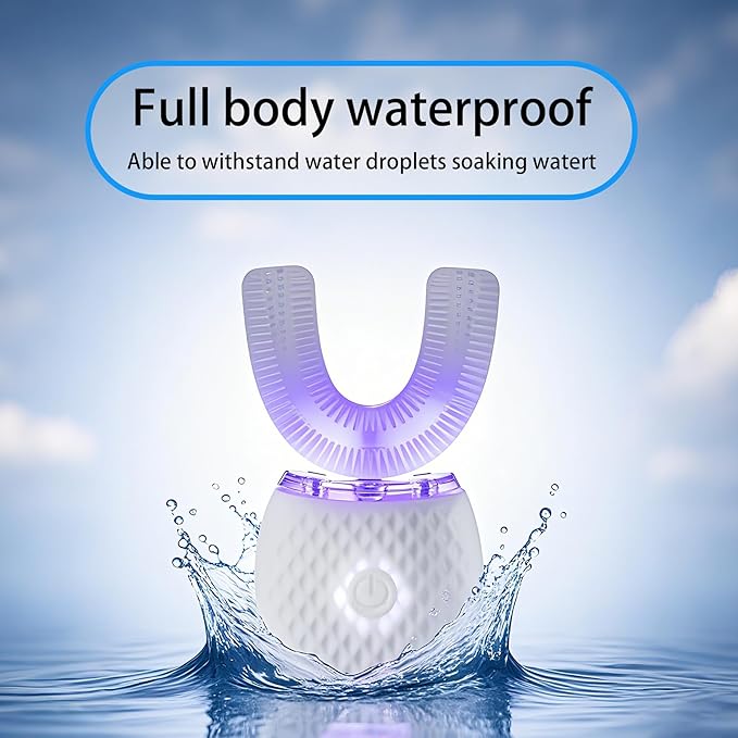 Ultrasonic Toothbrush for Adults - Automatic Electric Toothbrush Rechargeable Portable 30'' Automatic Timer Wireless Charging Washable Travel Home Dual-use (White)