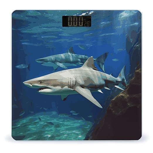 Two White Sharks Bathroom Scale Weight Scale for Body WeightHighly Accurate Digital Weighing Machine Clear LED Display Digital Bathroom Body Scale 400lb/182kg