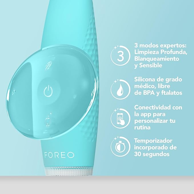 FOREO ISSA 4 Electric Toothbrush – 4-in-1 Rechargeable with Extra Brush Head Soft Bristles Long-Lasting Use Gentle Cleaning - Artic Blue