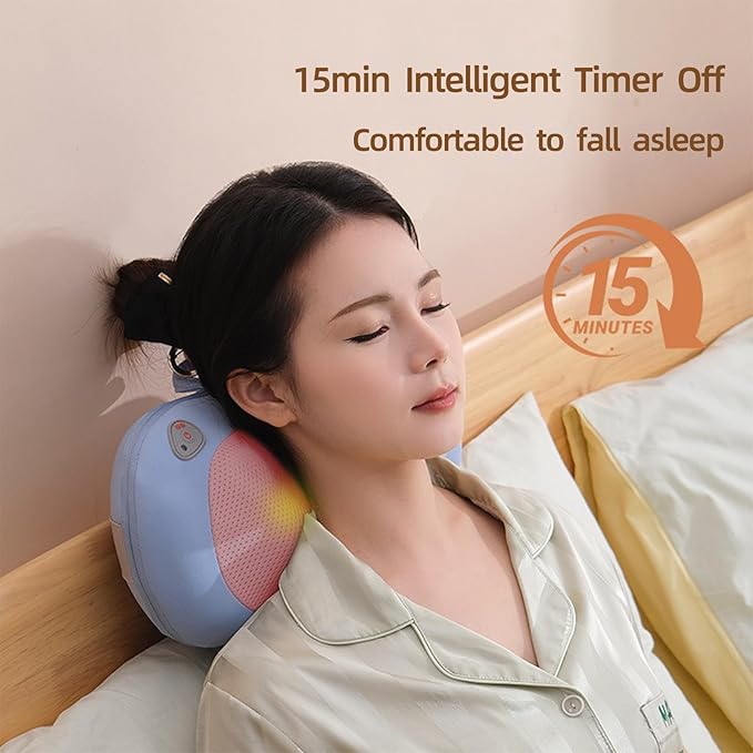 Deep Tissue Neck Massager Peanut Shiatsu Back and Neck Massager Deep Tissue with Heating Function Electric Massage Pillow Good Gift for Parents Friends Mates