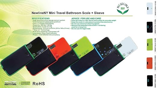 NewlineNY Green Mini Bathroom Travel Scale with Protection Sleeve SBB0719MLG+101BG