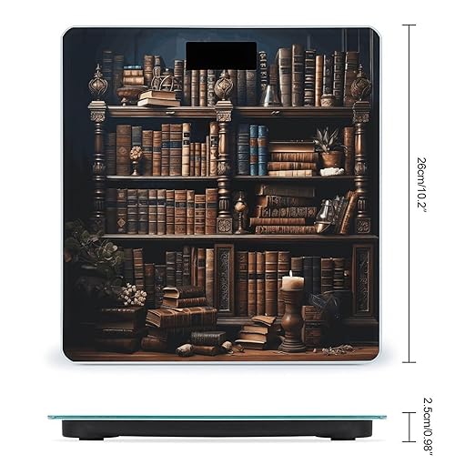 Books on The Bookshelf Scale for Body Weight Sturdy Tempered Glass Weighing Scales with LCD Display Accurate Digital Bathroom Scale Convenient Body Fat Smart Scales 400lb