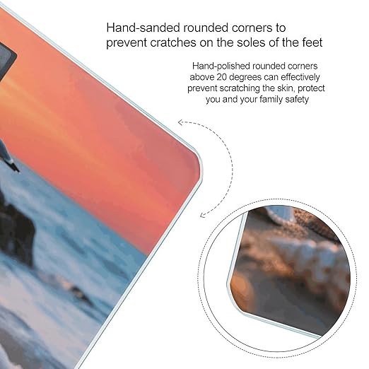 Sea Beach Sunset Scale for Body Weight Sturdy Tempered Glass Weighing Scales with LCD Display Accurate Digital Bathroom Scale Convenient Body Fat Smart Scales Easy Read
