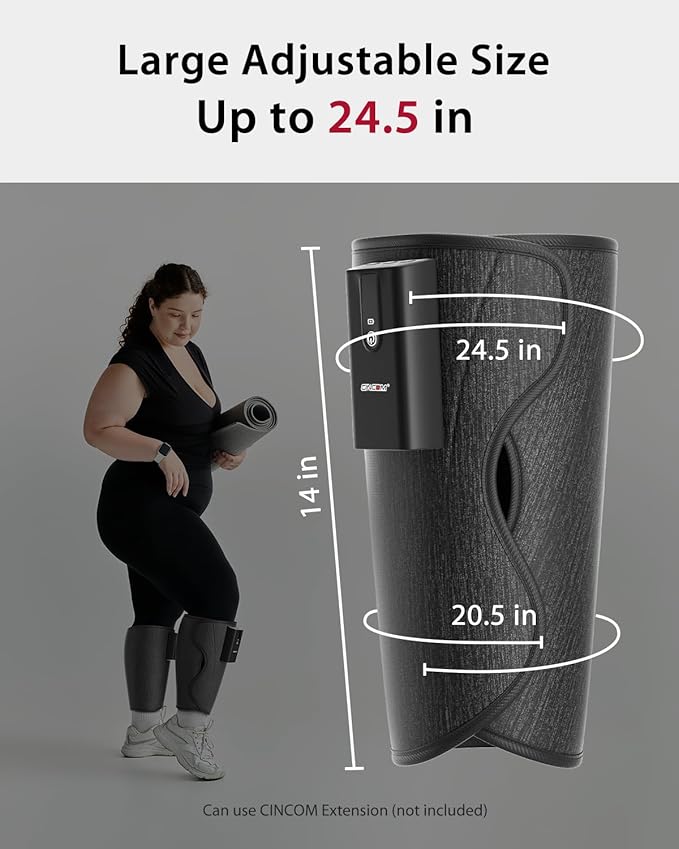 CINCOM Leg Massager with Heat and Air Compression Cordless Calf Massager for Circulation and Pain Relief Rechargeable Leg Compression for Edema Relief