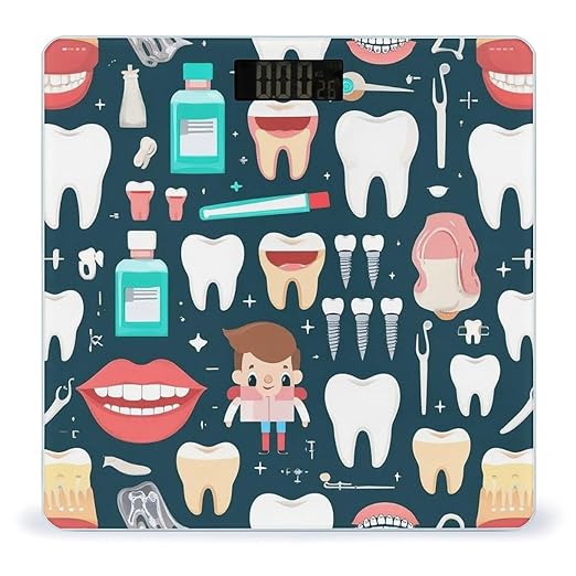 Men's Fashion Automatic Switch Digital Bathroom Weighing Scale Smart Scale Teeth Dental Seamless Pattern