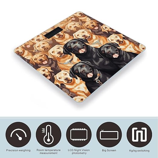 Labrador Retriever DogsScale for Body Weight with LCD High Precision Weighing Scales Fashion Sturdy Tempered Glass Weight Scales Easy-to-Read Digital Bathroom Scale for Daily 400lb
