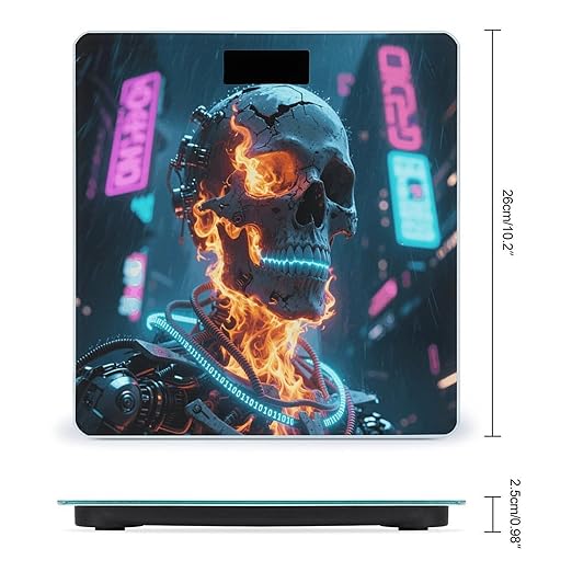 Skull with Burning Scale for Body Weight Sturdy Tempered Glass Weighing Scales with LCD Display Accurate Digital Bathroom Scale Convenient Body Fat Smart Scales Easy Read