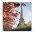 Paris Eiffel Tower Flower Bathroom Scale Automatic Power On/Off Body Scales LCD Backlight Display Square Digital Scale Rounded Corners Bathroom Scales for Home Bedrooms