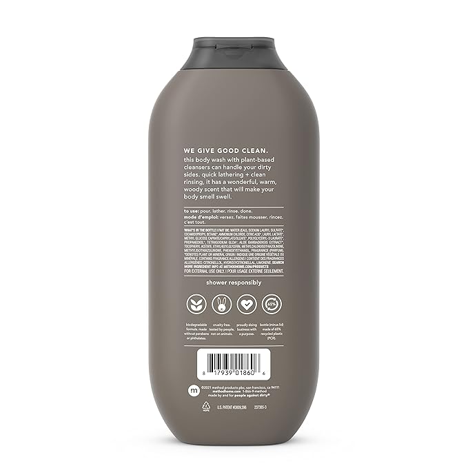 Method Men Body Wash Cedar + Cypress Paraben and Phthalate Free 18 FL Oz &amp Body Wash Pure Peace Paraben and Phthalate Free 28 oz