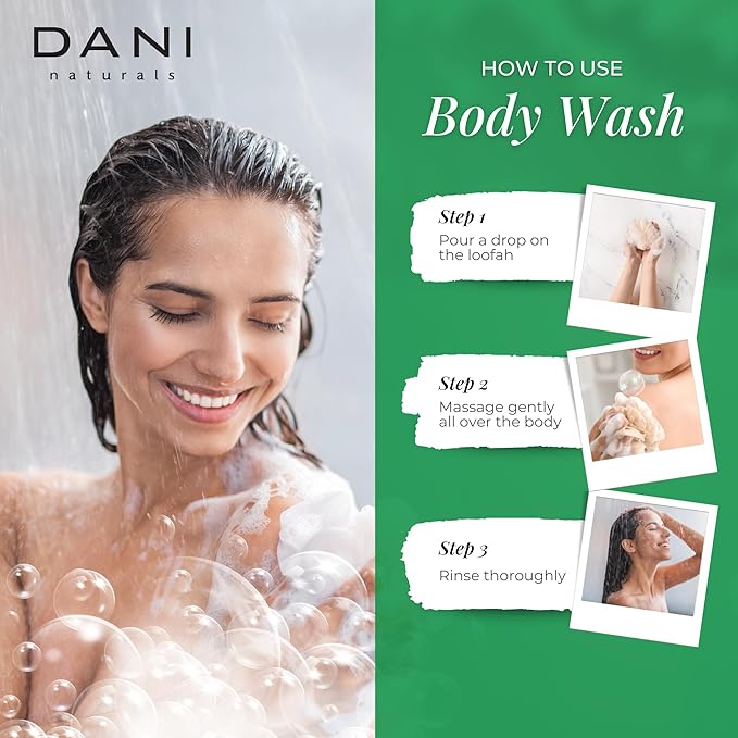 DANI Naturals Moisturizing Body Wash - Refreshing Bamboo Bergamot Scent with Organic Aloe Vera &amp Natural Glycerin - Paraben &amp Sulfate-Free Shower Gel - For Men &amp Women - 12 oz - Vegan &amp