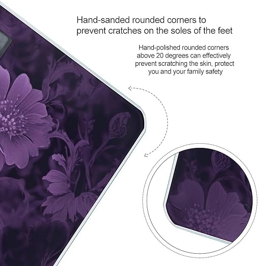 Purple Weight ScaleClear LED Display Bathroom Digital Weighing ScaleTempered Glass Digital Bathroom Scale for Body Weight Capacity Up to 400 Lbs