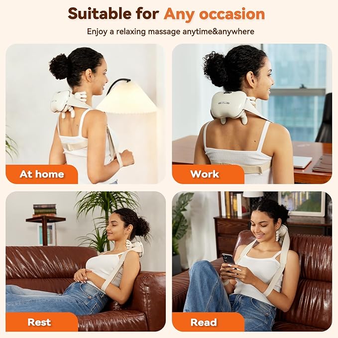 QLIFE Neck Massager with Heat Neck and Shoulder Massager Cordless Neck Massager with Fingers Neck Massager for Pain Relief Deep Tissue - 2026 New for Home Office Travel
