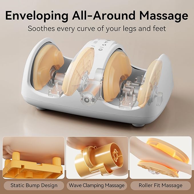 Foot and Calf Massager with Heat Cloud Foot Massager for Neuropathy Plantar Fasciitis and Circulation Shiatsu Foot Massager Machine with Massage Roller for Pain Relief Gifts for Women/Men