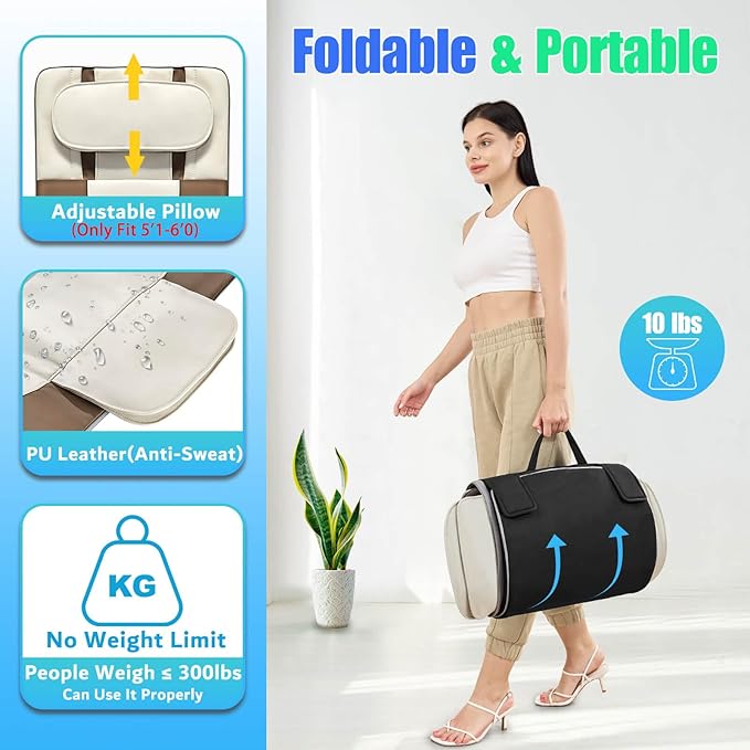 Full Body Massage Mat 3D Body Stretching &amp Lumbar Traction Back Heating Traction Up &amp Down Curve Stretch Twist Left &amp Right 4 Modes 3 Intensities 3 Heat Levels PU Leather Foldable