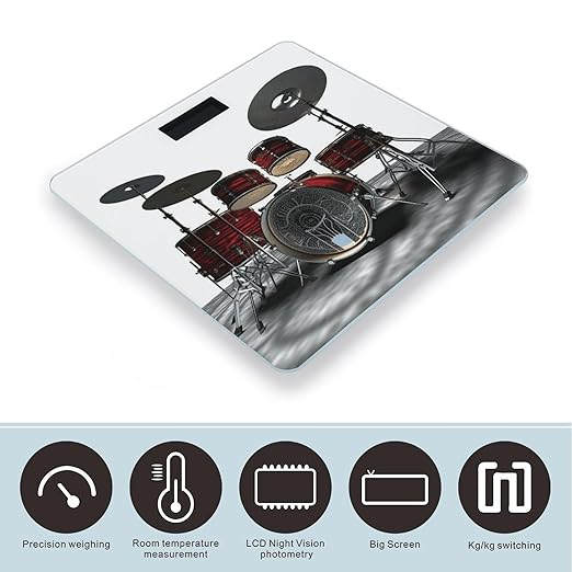 Cool Drum Set Png Bathroom Scale Large LCD Backlight Display Digital Scale Rounded Corners Body Scales Automatic Power On/Off Bathroom Scales for Home Bedrooms