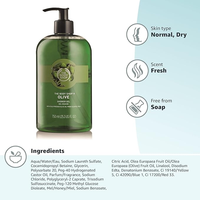 The Body Shop Olive Shower Gel Jumbo 25.3 Fluid Ounces
