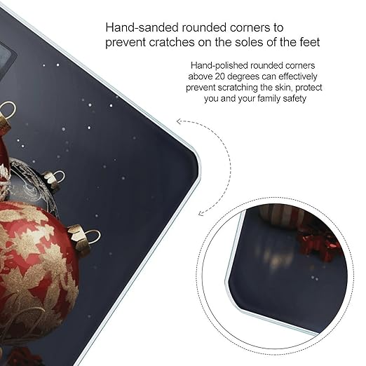 Christmas Balls Scale for Body Weight Safe Rounded Corners Tempered Glass Digital Bathroom Scale LED Display 400lb Capacity Weight Scales with High Precision Sensors