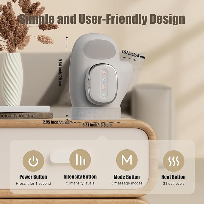 Hand Massager with Heat – Finger &amp Wrist Relaxation Device for Office Workers/Gamers/Athlete Cordless and Rechargeable Massage Ideal Gift for Women and Men