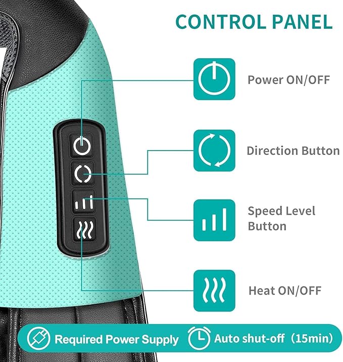 Nekteck 2 Piece Shiatsu Neck and Back Massager with Soothing Heat and One Storage Bag