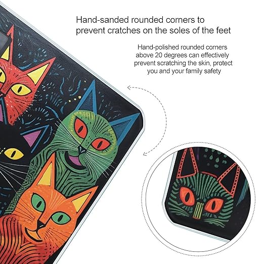 Multicolor Cat Painting Scale for Body Weight Accurate Digital Bathroom Scale Toughened Glass High Precision Scales Smart Weight Scales with Large LCD Backlight Display Weighing Machine