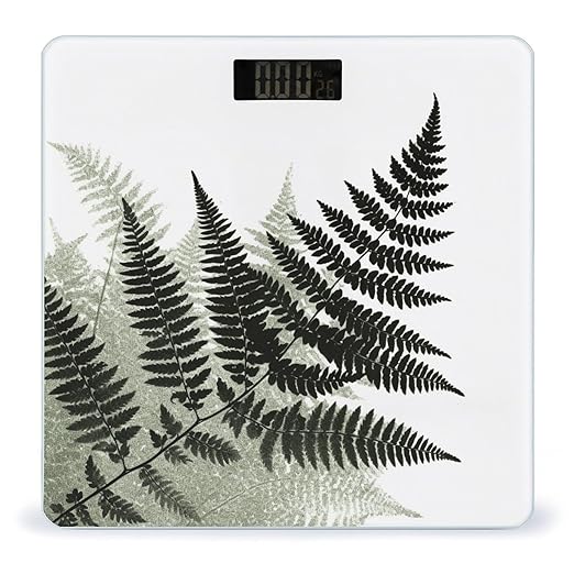 Natural Plant Silhouette Fern LeafScale for Body Weight with LCD High Precision Weighing Scales Fashion Sturdy Tempered Glass Weight Scales Easy-to-Read Digital Bathroom Scale for Daily 400lb