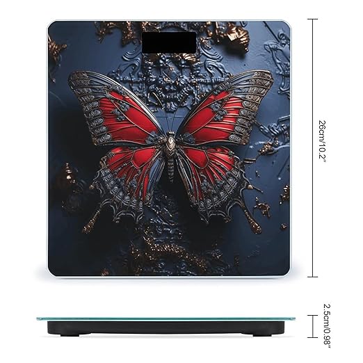 Red Butterfly Scale for Body Weight Accurate Digital Bathroom Scale Toughened Glass High Precision Scales Smart Weight Scales with Large LCD Backlight Display Weighing Machine