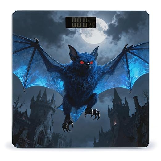 Halloween Blue Bat Smart Scale for Body Weight Digital Bathroom Scale Toughened Glass Weight Scale with Large LCD Backlight Display High Precision Scales Weighing Machine