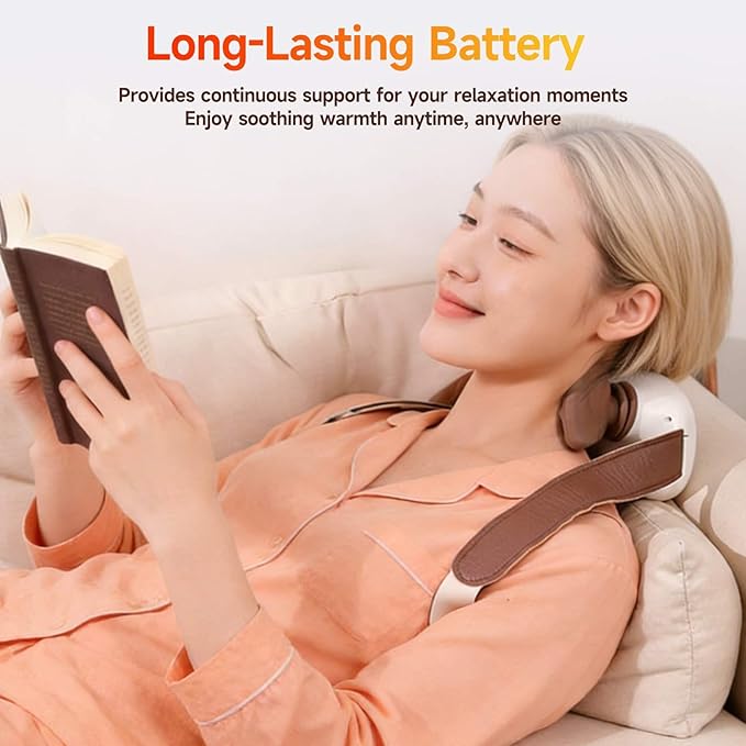Neck and Shoulder Massager with Heat Palm-Style Kneading 3 Speeds Ergonomic Hands-Free Design Portable Massage Device for Home Office Travel