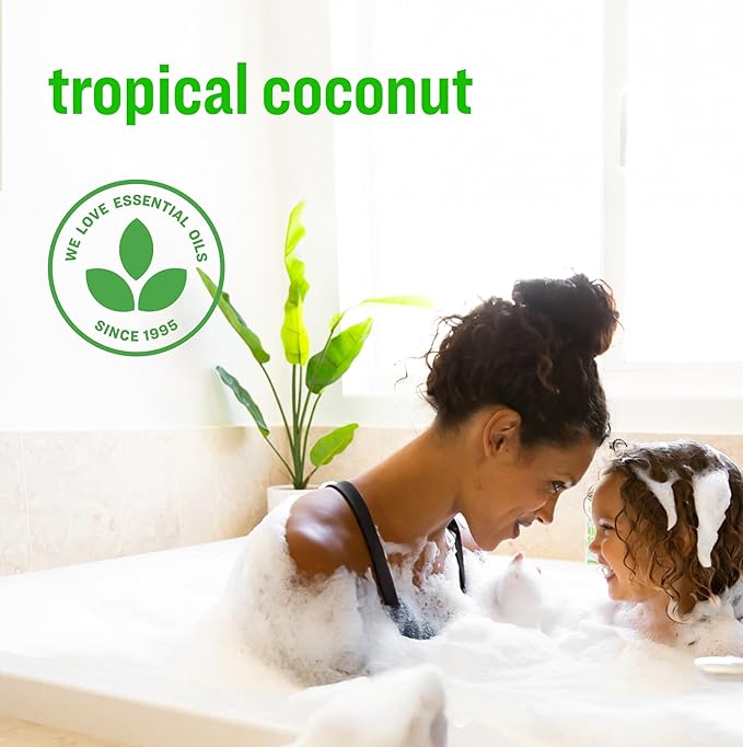 Everyone 3-in-1 Kids Soap Body Wash Bubble Bath Shampoo 32 Ounce (Pack of 2) Tropical Coconut made with Essential Oils for Toddlers tweens and teens
