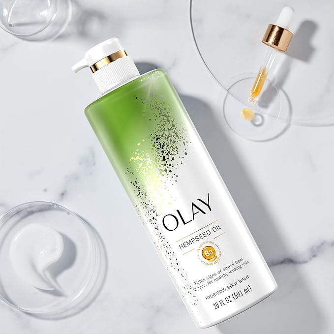 Olay Hydrating Body Wash for Women with Hempseed Oil and Vitamin B3 20 fl oz (Pack of 4)