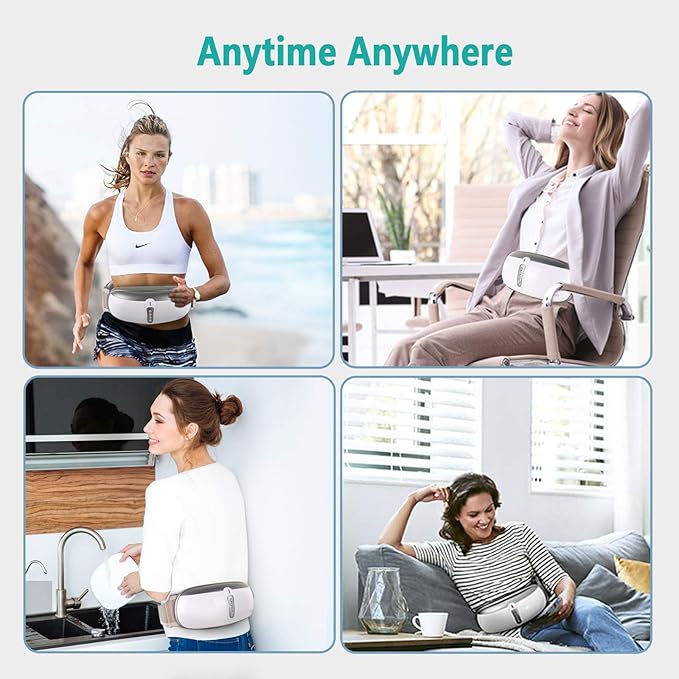 Wireless Slimming Belt Abdominal Massager Portable Weight Loss Machine with 4 Vibration Massage Modes Heating Improve Blood Flow