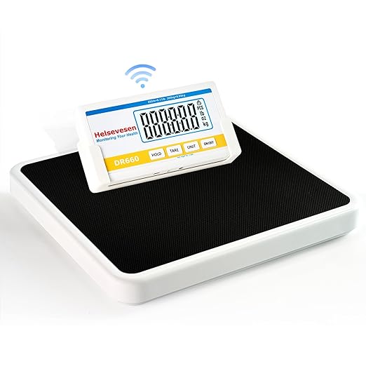 Helsevesen Professional Medical Bariatric Scale Digital Bathroom Scales Low-Profile Heavy Duty Bariatric Scale with Anti-Slip Rubber Mat (DR660WL)