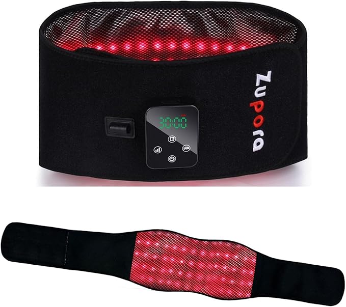 Zupora Red Light Therapy Belt for Pain ReliefCordless Heating Vibration Massage Belt for Back Abdomen USB Rechargeable Wearable Device for Muscle Relaxation