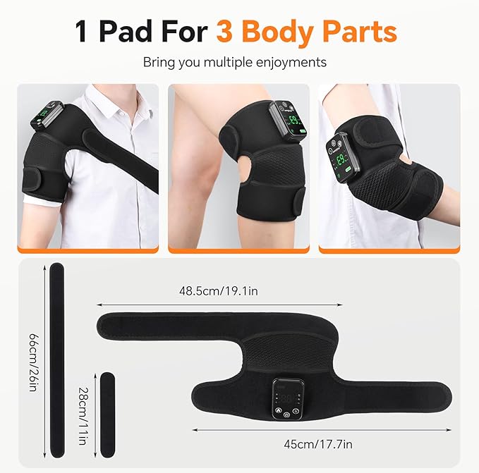 Cordless Heated Knee Massager Knee Heating Pad for Knee Pain Relief FSA Eligible HSA Heated Knee Brace Wrap Heat &amp Massage Joint &amp Arthritis Comfort
