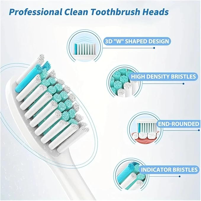 4/8/12/16/20PCS Replacement Toothbrush Head Compatible Withz Compatible for Phil Sonic Electric Refills Fit Diamond Cleaning(Brown)
