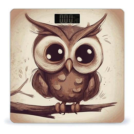 Cute Owl Scale for Body Weight Sturdy Tempered Glass Weighing Scales with LCD Display Accurate Digital Bathroom Scale Convenient Body Fat Smart Scales 400lb