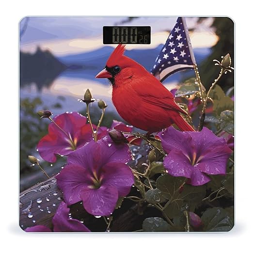Purple Morning Glory Bathroom Scale for Body Weight 400 Lb Weight Scale with High Precision Sensors Tempered Glass Highly Accurate Digital Weighing Machine for People